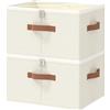 OUTBROS 2 Set Scatole Portaoggetti, Scatole Pieghevole, 45x35x25 cm, Beige