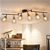 ANWIO Faretti led E27, Faretti Soffitto Neri Orientabili, Lampadario 6 Faretto LED, Plafoniera Industriale, Illuminazione a Binario per Barra,Salotto,Cameretta,Cucina, Corridoio (Senza Lampadina)