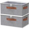 OUTBROS 2 Set Scatole Portaoggetti, Scatole Pieghevole, 38x26x15cm, Grigio