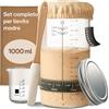 Praknu Kit per Lievito Madre in Vetro (1000ml) Kit Completo con Guida per Principianti & panificazione Domestica - Ideale Come Regalo