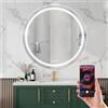 Simusi Specchio Bagno Rotondo 50cm LED, Vetro Temperato, 3 Luci Regolabili