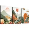 HALFLEMART 3Pcs Stampa su tela Con Cornice Deserto Bohemien e Sole Pittura Poster Montagne Verdi e Piante Quadri su tela Quadri Moderni Soggiorno Camera da Letto Corridoio Stampe da Parete 30x40cm x3