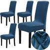 Chickwin Coprisedie con Schienale Elasticzzato, Velluto Moderno Tinta Unita Protettiva Coprisedile Sala da Pranzo Hotel Cerimonia Banchetto Lavabile Wedding Party Decor (4 Pezzi,Blu reale)