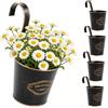 CITÉTOILE Set di 4 vasi sospesi da balcone con foro di drenaggio, vaso da fiori da appendere, piccolo vaso da fiori in metallo, da appendere in stile vintage
