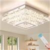 Finktonglan Plafoniera LED Cristallo Quadrata 38cm Dimmerabile, Lampadario Moderno a Soffitto 3 Livelli con Telecomando e APP, Luce Regolabile 500K-6500K per Soggiorno Sala da Pranzo Camera