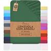 NatureMark Lenzuolo con angoli elasticizzati in jersey, in 100% cotone, in molti colori e misure, conforme all'Oeko-Tex Standard 100, 90 x 200 cm - 100 x 200 cm verde scuro