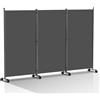 Yakimz 263 x 181 cm divisorio su ruote, paravento pieghevole in 3 pezzi, divisorio da parete in metallo e poliestere, protezione privacy, interno per casa, ufficio, terrazza, regolazione flessibile,