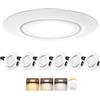 Laiebri Faretto LED da incasso 230V (dimmerabile a 3 livelli), faretto da soffitto orientabile a 45°, 6W 3CCT (3000K/4000K/6000K), grado di protezione IP44 (per bagno), Ø65-80mm, Confezione da 6