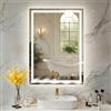 PINNIP Specchio Bagno con Luce, LED Specchio Rettangolare da Parete, Smart Mirror, Antifog, Dimmerabile 3 Colori, Vetro Temperato HD, Orizzontale/Verticale (Rettangolare, 60 x 45 cm)
