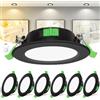 Laiebri Confezione da 6 Faretti LED da Incasso Extra Slim 25 mm, 6W Dimmerabili 0-100% con Dimmer Esterno, 2700K/4000K/6000K Regolabili, IP44 per Bagno, CRI 90, Foro Ø55-68 mm, 230V, Nero