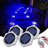 YiLaie Segnapasso 20 Leds Esterno Solare, 10cm Luci Esagonali da Giardino con Adesivo Luce 360°, Faretti Solari a Pavimento IP68 Calpestabili per Viale, Camminamento, Scale, Luce Blu (4 Pezzi)