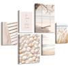 HALFLEMART 6Pcs Stampa su tela Con Cornice Boho Spiaggia Costiera Conchiglia Pittura Oceano Scenario Quadri su tela Poster da parete Quadretti Quadri Moderni Soggiorno Camera da letto 30x40cmx2+20x30cm x4