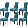 Chickwin Coprisedie con Schienale Elasticzzato, Velluto Moderno Tinta Unita Protettiva Coprisedile Sala da Pranzo Hotel Cerimonia Banchetto Lavabile Wedding Party Decor (6 Pezzi,Blu verde)