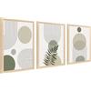 HALFLEMART 3Pcs Stampa su Tela Con Cornice Boho Astratto Verde Salvia Pittura Quadri su Tela Poster Linea Geometrica Beige Verde Quadri Moderni Soggiorno Camera da Letto 30x40cm x3pcs (Senza Plexiglass)