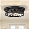 LVWIT Plafoniere da Soffitto E27, Faretti Soffitto Camera da Letto Rustica Nero, Faretti Orientabili Interno con 4 Luci, Lampada da Soffitto per Soggiorno, Fattoria, Cucina, 35CM (Senza Lampadina)