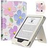MoKo Custodia per Kindle 6 (11ª gen, 2024/2022), Pittura ad Olio di Fiori | Compatibile con Kindle 10ª/8ª generazione (2019/2016), custodia ultraleggera in PU, Riattivazione/Sospensione automatica