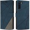SONWO Cover per Oppo A91 Custodia, Flip Caso in PU Pelle Case Cover Premium Portafoglio Custodia per Oppo A91, Supporto Stand, Slot per Schede, Blu