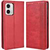 MOJIA Cover per Motorola Moto G73 5G, PU Custodia Antiurto Resistente ai Graffi, Custodia Flip Portafoglio per Telefono con Supporto e Slot per Schede. Rosso