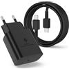 Audiosystem Carica Batterie Turbo Rapido per Samsung 25W per Galaxy A17 4G 5G A57 A27 A37 Sm-A556 A275 A276 A376 A566 A175 A176 +Cavo USB Type C/C 100cm Sostituisce con Caricatore Originale EP-TA800 TA845 Nero
