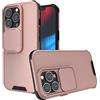 LIUKM Cover per iPhone 13 PRO 6,1 Custodia, Scorrevole Protezione Fotocamera Ultra Sottile Leggero Hard PC Back Cover e TPU Bumper Protettiva Case [Antiurto Antiscivolo AntiGraffio] - Oro Rosa