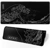 Brecoy Tappetino per mouse giapponese da gaming, nero, grande, con base in gomma antiscivolo, impermeabile, con bordi cuciti, per gaming, ufficio, casa, 80 x 30 cm (onde nere)