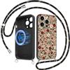 Yoedge Fiori Magnetica Cover con Cordino per iPhone 16 Pro Max Motivo, Aesthetic Colorati Flower Disegni, Compatibile con MagSafe, Silicone Custodia Case con Tracolla Catena per iPhone16 Pro Max 6,9