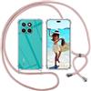 ISOI Cover con Cordino per Honor X8c, Custodia Trasparente con Collana Tracolla Laccio Collo Ultra Sottile Morbido TPU Silicone Antiurto AntiGraffio Case, Rosa