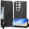 Rnrieyta Miagon Cerniera Portafoglio Cover per Samsung Galaxy S23 Ultra,Magnetica Custodia Protettiva Libro con Porta Carte Flip Caso con Cinturino da Polso Cinghia