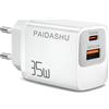 sahesun Caricatore USB C PD35W 2 Porte Adattatore AC PD 3.0 Alimentatore USB C per iPhone 16 15 14 13 12 11 Pro Max Plus Mini/SE 2020/XS/8/7 iPad, Samsung, Cellulare