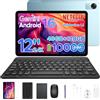Luzglo P12 Android 16 Tablet 12 Pollici, T7280 Octa-Core, 48GB RAM+128GB ROM/2TB TF, IPS 2.4K Display 120 Hz, 10000 mAh,WiFi5, 8MP+13MP,Gemini AI, Tablet con Tastiera, Face ID/GPS/OTG/FM, Blu