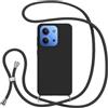 Jrkvniv Cover con Cordino per Xiaomi Redmi 15C 4G/5G,Nero | Custodia con Laccio Collana Tracolla Collo Silicone Antiurto TPU Opaca Protettiva Case per Redmi 15C 4G/5G 6.9