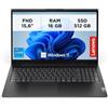 Lenovo V15 G5 IRL, Laptop professionale 15.6 Full HD - Nero Processore Intel Core i5 13ª Gen, RAM DDR5 16GB, SSD 512GB veloce, Windows 11 Home