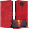 ZONNAVI Cover per Xiaomi Redmi Note 9 Pro/Redmi Note 9S, [Blocco RFID] Custodia a Libro in Pelle con Porta Carte, Flip Case Portafoglio Antiurto Cover per Redmi Note 9 Pro/Note 9S (Rosso)