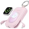 RORRY Powerbank, Power Bank 20000 mAh, 30 W PD, ricarica rapida, caricatore portatile con 2 cavi integrati, batteria esterna per cellulare con portachiavi, essenziale da viaggio per iPhone, Apple