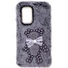 YKTO Peluche Coniglio Custodia per Wiko Power U20 Ragazze Peluche Pearl Bear Cute Fluffy Bow Faux Plush Morbido e Confortevole Custodia Protettiva per Wiko Power U20 Peluche Covers,Perla Grizzly