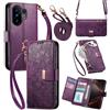LIAOCY A Tracolla Custodia Per Vivo X200 FE, Cover Con Portafoglio Porta Carte E Scocca Interna In TPU, Antiurto E Antigraffio Con Supporto, Purple.