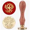 MAYJOYDIY Phoenix - Timbro per ceralacca, 25 mm, motivo uccello di fuoco, stile retrò, rimovibile, in ottone, con manico in legno, per confezioni di vino, idea regalo, inviti per feste