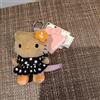 Sanrio House Hello Kitty Peluche Mascotte Portachiavi Abito Nero a Punti Ibisco