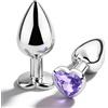 home harbor Plug Anale, Forma di Cuore con Diamante in Cristallo - Kit Plug Anale in Lucido, Dilatatore Anale Unisex per Donne e Uomini, Facile da Pulire, Sex Toy per Coppie e Principianti (Violetta chiara)