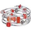 FULU AUTUMN Bracciale in perle d'argento da donna, braccialetto avvolgente in pietra multistrato regalo di gioielli fantasia per la mamma il giorno del Ringraziamento - confezione regalo, 6 cm, Zinco,