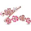 Generico Anello Con Fiori Di Pesco - Taglia Unica Regolabile, Anello Aperto Con Ramo Di Fiori Di Pesco Rosa E Cristalli, Gioiello Floreale Regolabile Ideale Per Matrimoni E Fidanzamenti (pink)