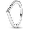 PANDORA Timeless Anello Wish per metà brillante in argento Sterling con zirconia cubica trasparente, 50