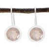 Joyas Plata orecchini placcati in argento 925 con gemme rotonde di gioiello placcato quarzo rosa, una pietra preziosa