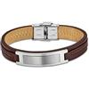 LOTUS STYLE LS1808-2/1 Bracciale da uomo in pelle gioielli argento marrone D4JLS1808-2-1, 24 centimeters, Pelle