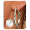 ilasif Orecchini a cerchio in argento 925, 4 mm di larghezza, intrecciati, in argento 925 con zirconi AAA+, ipoallergenici, grandi, leggeri, per donne e ragazze, Groß, Placcato oro, Zirconia cubica