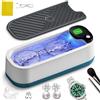 Corpower Pulitore Ultrasuoni, macchina per la pulizia degli occhiali portatile da 45000 Hz con 3 modalità di pulizia, Portatile ad Pulitore Ultrasuoni Gioielli per Protesi, Occhiali, Orologi