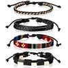 Flongo Bracciale in pelle intrecciata Braccialetto per uomo donna retro vintage, Kit braccialetti registrabili Etnico Bracciale Tribal Strings, Braccialetto Regolabile Regalo Originale
