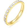 Zakk 3mm Eternity Anello da donna in titanio anelli di fidanzamento fedi nuziali con zirconi cubica (Oro-Mezza Zirconia,63 (20.1))