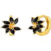 Beydodo Orecchino Anello Argento, Orecchini Placcati Oro Cerchio Donna Percing Orecchino Fiore con Zircone Nero