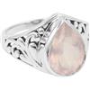 Jay Jools Anello in quarzo rosa, anello in argento Sterling, anello da donna, anello in argento Sterling con quarzo rosa rosa, anello in quarzo rosa sfaccettato a forma di pera per lei